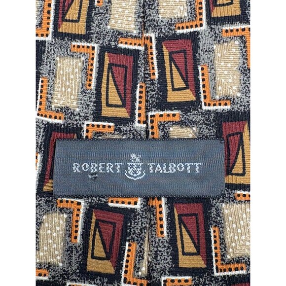 Robert Talbott Tie Men’s 100% Silk Red Orange Gold Luxury Designer Geometric GUC - Picture 11 of 14